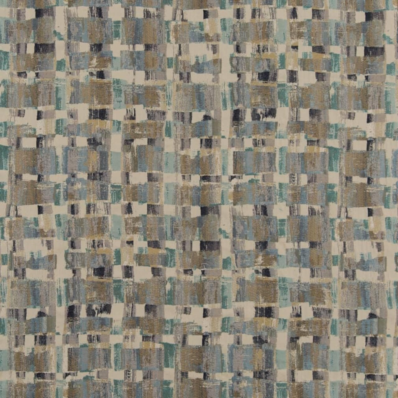 Aqua Blue Green Abstract Small Scale Woven Pattern Upholstery Fabric by The Yard - SKU: Raven Gulf